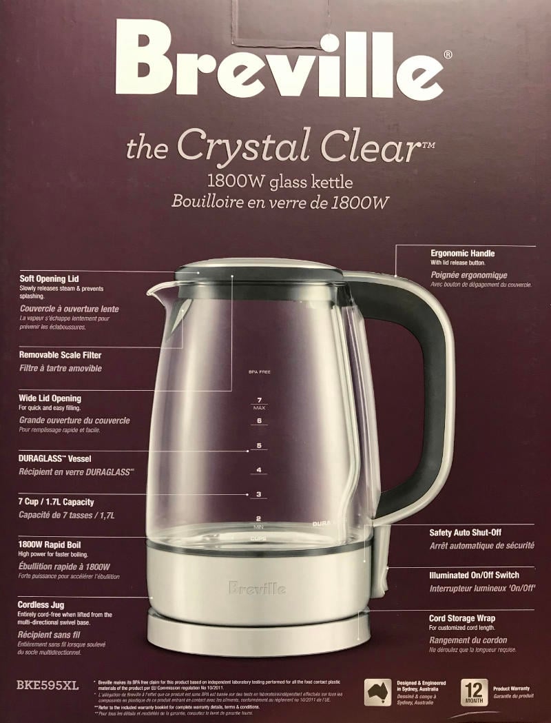 Williams Sonoma Breville Crystal Clear Glass Tea Kettle
